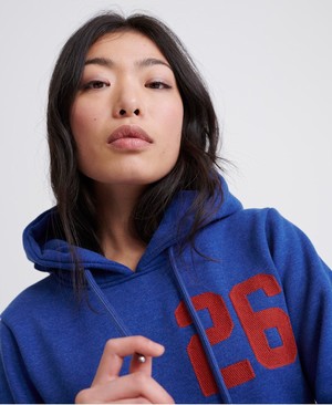 Superdry Classic Varsity Pennant Női Kapucnis Pulóver Kék | LRHIK2319